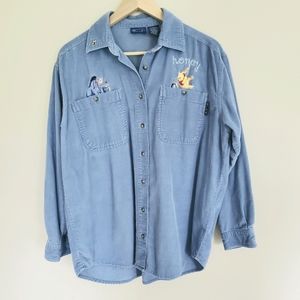 Disney Winnie the Pooh Corduroy Button-Up Vintage